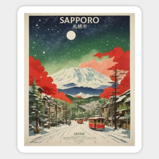 Sapporo Japan Starry Night Vintage Poster Tourism Sticker